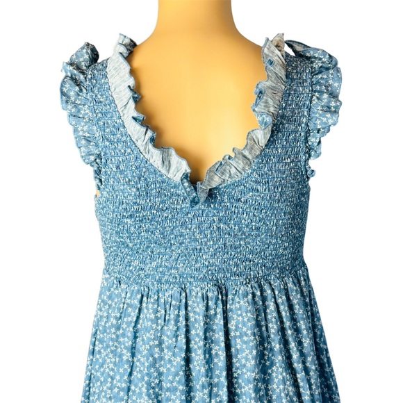 HATCH Blue Cotton Calico Floral Sleeveless Maternity boho Dress size 0 - Picture 6 of 9